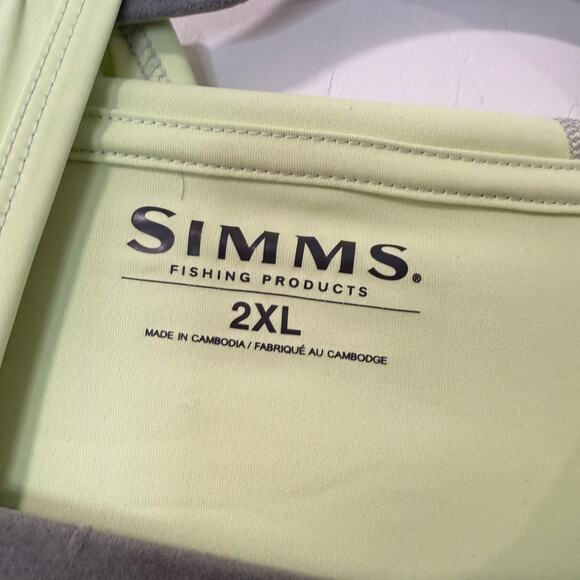Simms Men's Solarflex Hoody Pullover Sun Shirt Green Grey 2XL Fishing UPF - Picture 8 of 9